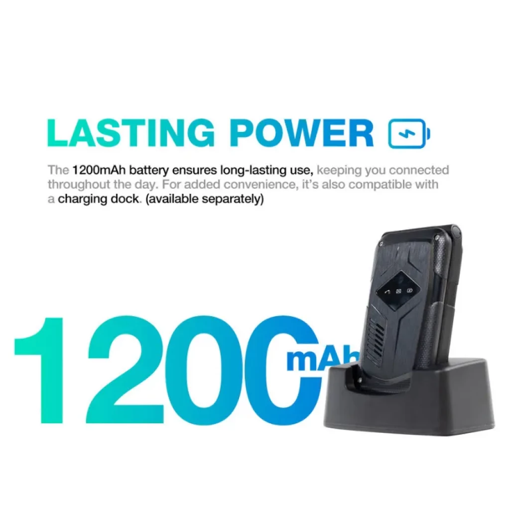 Teléfono plegable resistente AGM M10 con pantalla 2,4 pulgadas, teclas grandes, botón SOS destacado, carcasa robusta negra y cámara integrada en tapa - Ítem5