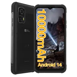 AGM H Max noir, 128 Go, 4 Go de RAM, batterie 10 000 mAh, Android 14, double caméra arrière avec flash, boîtier robuste avec bords renforcés
