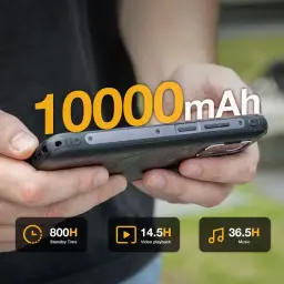 AGM H Max robuste avec batterie 10 000 mAh, boîtier renforcé, ports étanches et prise antidérapante ; autonomie et conception résistante remarquables