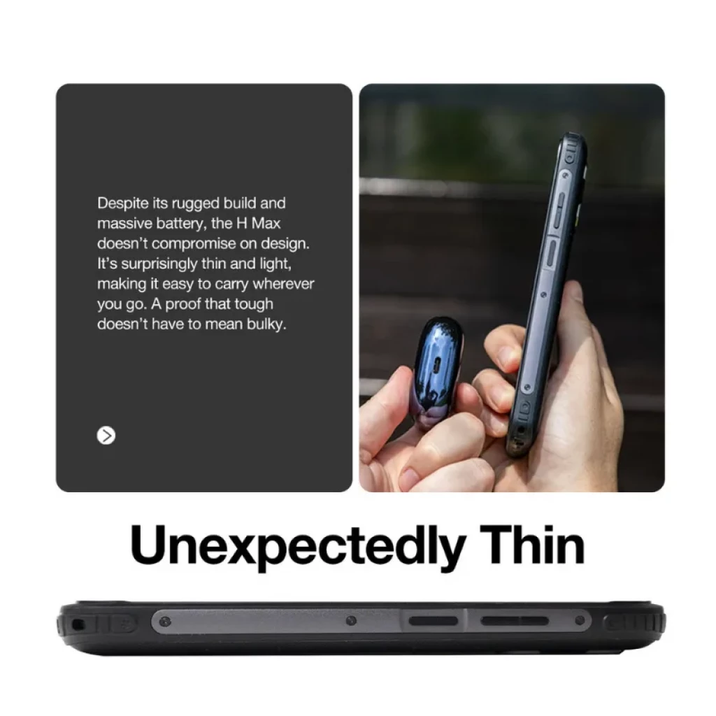 AGM H Max negro, 128GB, 4GB RAM, batería 10000 mAh, Android 14, doble cámara trasera con flash, cuerpo robusto con bordes reforzados - Ítem5