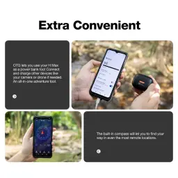 Smartphone résistant AGM H Max avec écran robuste, batterie 10 000 mAh utilisable comme batterie externe, port OTG, boussole intégrée et boîtier noir antichoc.