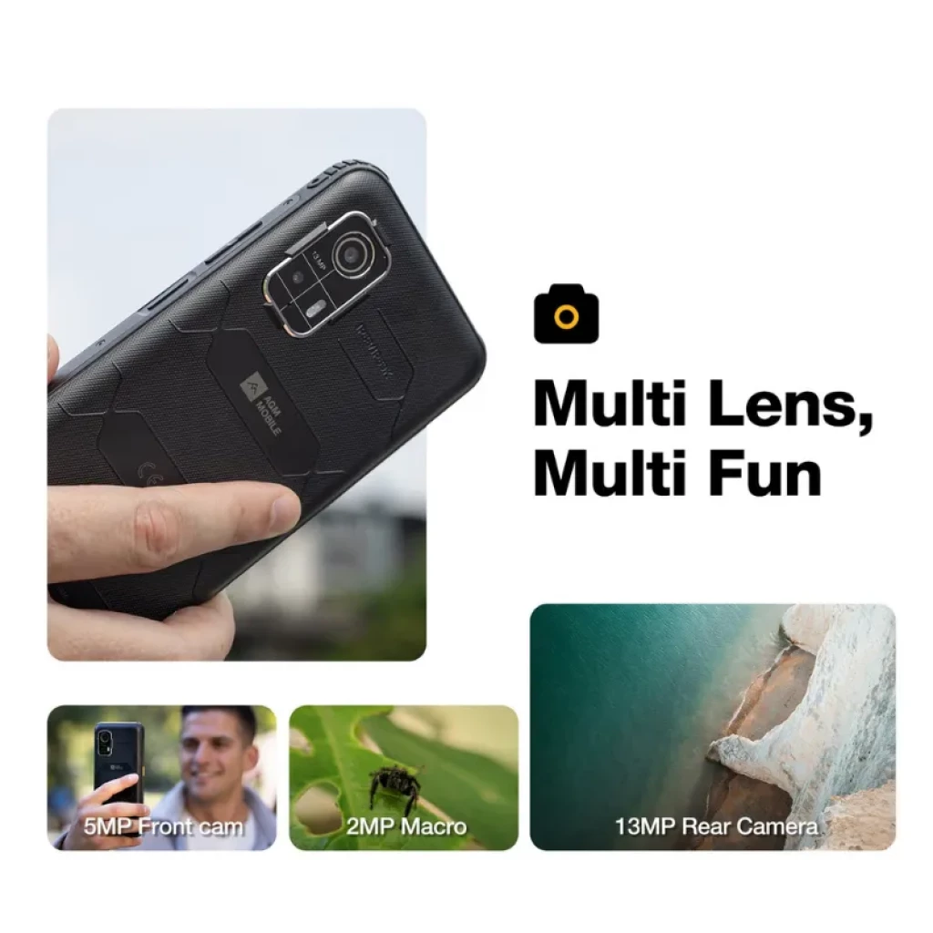 AGM H Max negro, 128GB, 4GB RAM, batería 10000 mAh, Android 14, doble cámara trasera con flash, cuerpo robusto con bordes reforzados - Ítem9