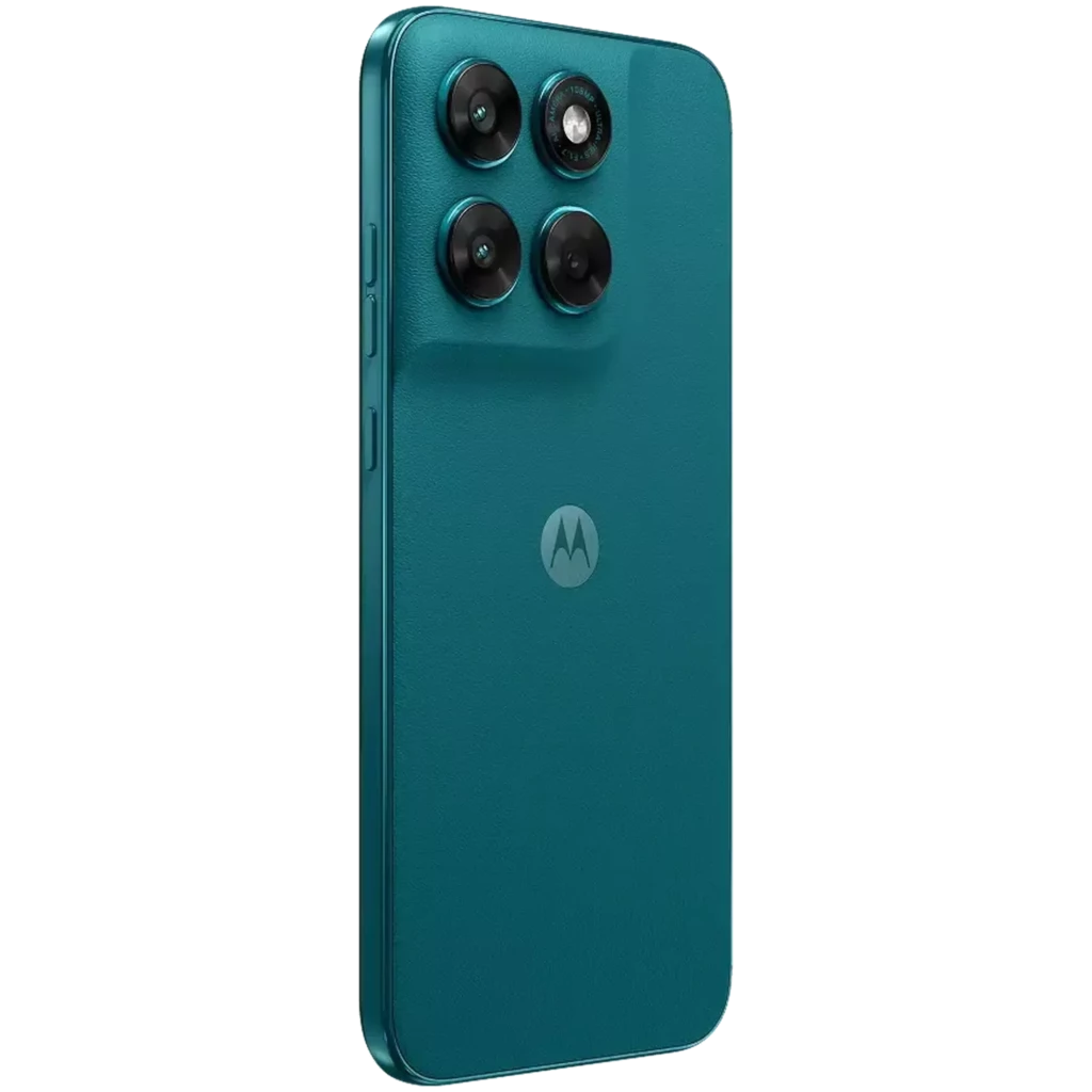 Motorola Moto G77 Shaded Spruce con triple cámara trasera destacada, pantalla AMOLED casi sin bordes, perforación central y acabado mate elegante - Ítem4