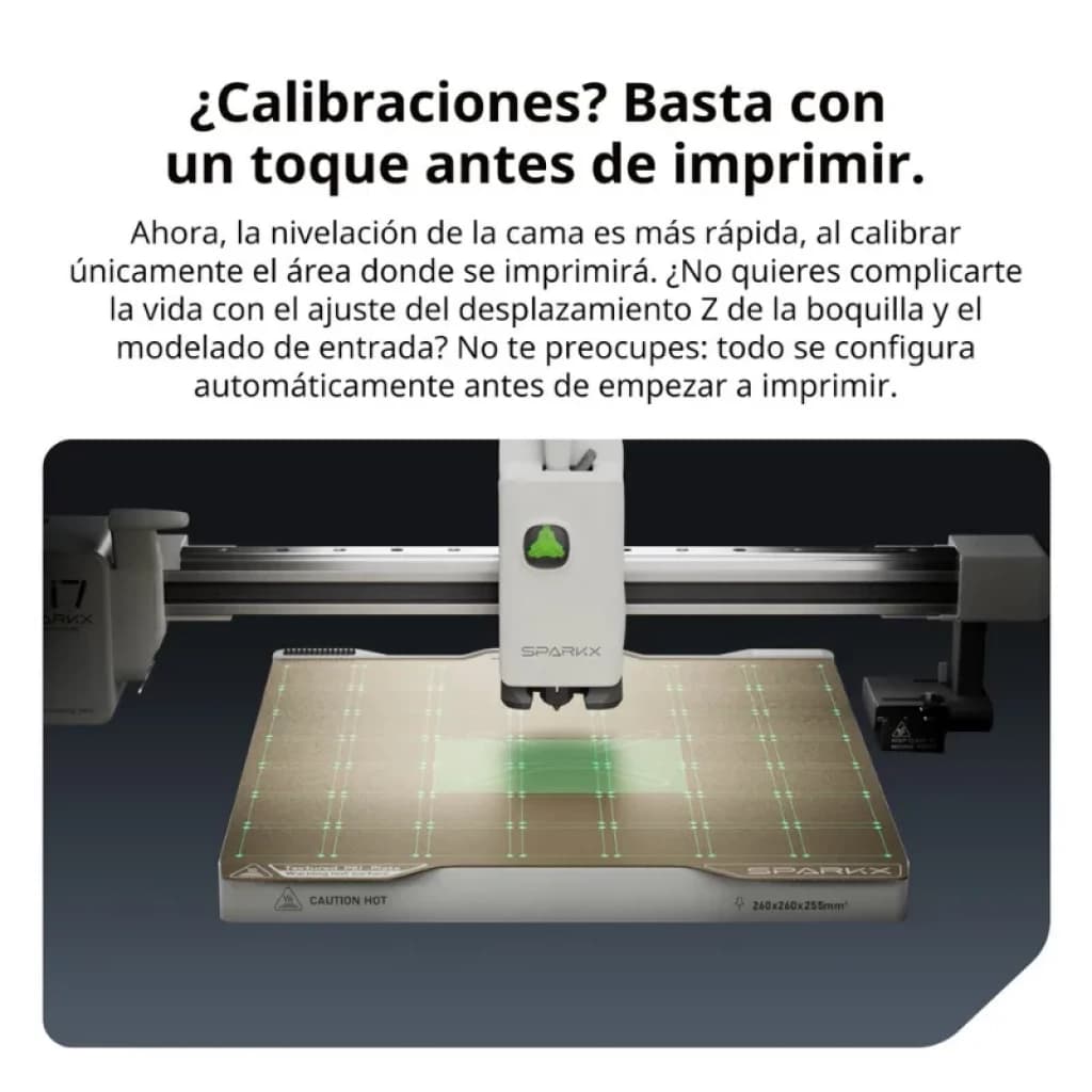 Creality SPARKX i7 Combo con tótem y cama calefactada con malla, boquilla central y guías lineales; ajuste Z automático y cambio de filamento 4 colores