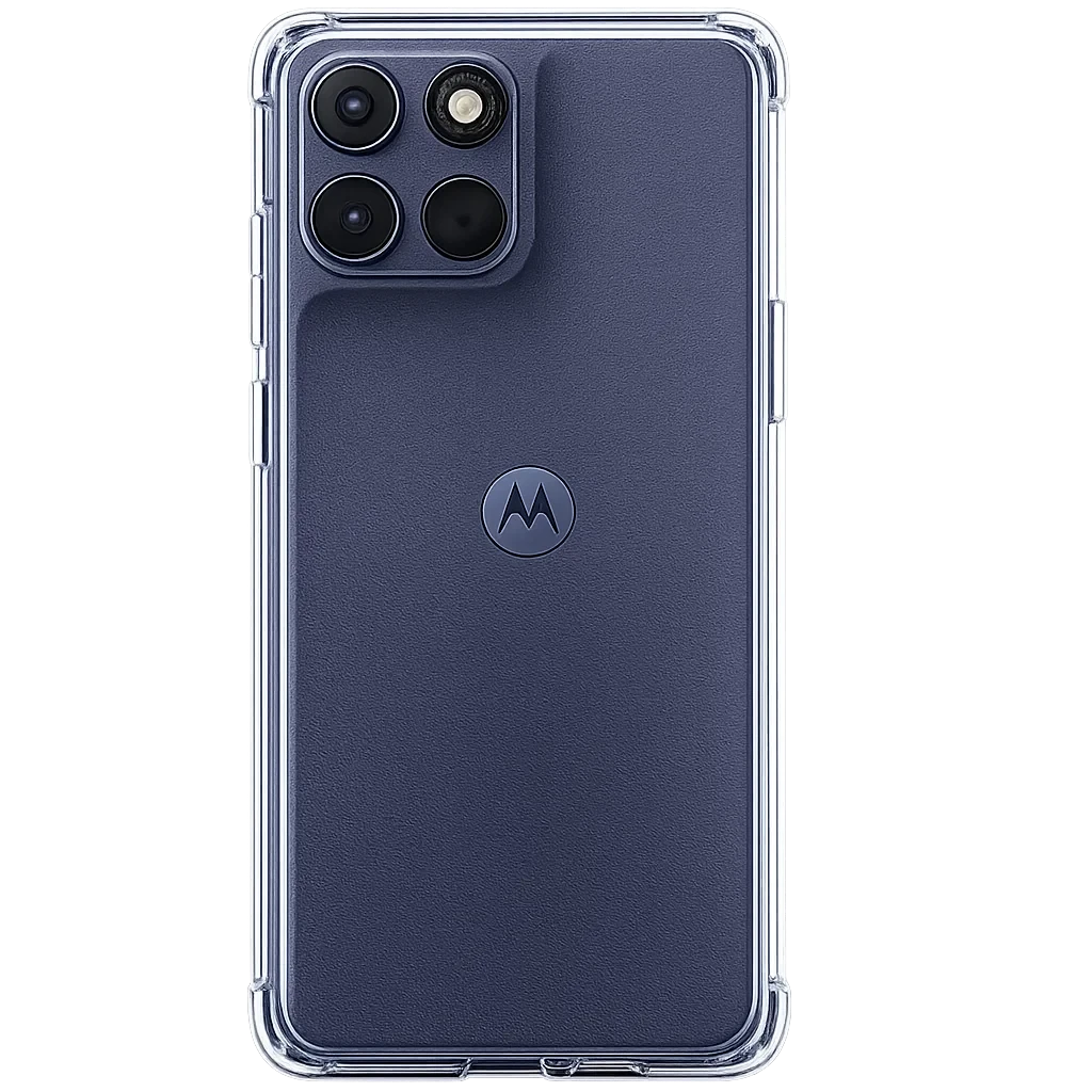 Capa de silicone transparente reforçada para Motorola G17 com cantos protegidos, ajuste preciso, recortes para câmeras triplas e acabamento antiderrapante - Item1