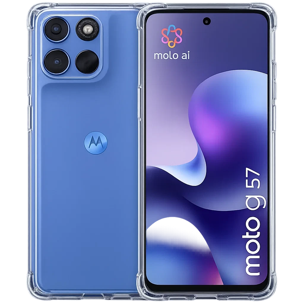 Capa de silicone transparente reforçada para Motorola G57 Power com cantos protegidos, ajuste preciso, recortes para câmeras triplas e acabamento antiderrapante - Item