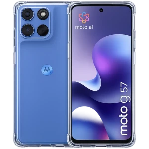 Capa de silicone transparente reforçada para Motorola G57 Power com cantos protegidos, ajuste preciso, recortes para câmeras triplas e acabamento antiderrapante