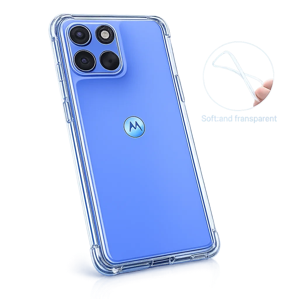 Capa de silicone transparente reforçada para Motorola G57 Power com cantos protegidos, ajuste preciso, recortes para câmeras triplas e acabamento antiderrapante - Item2