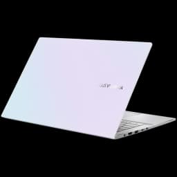 Portátil Asus VivoBook S15 plateado con tapa metálica minimalista, logo ASUS centrado, bisagras sólidas y teclado plateado de tamaño completo visible