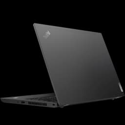 Portátil Lenovo ThinkPad L14 Gen 3 negro, tapa mate con logo ThinkPad, diseño delgado y robusto, bisagra abierta, puertos laterales visibles