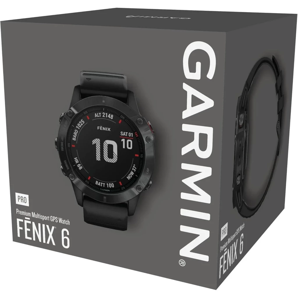 Garmin Fénix 6 Pro 47mm negro renovado: caja robusta, bisel metálico, pantalla legible con métricas, botones laterales, correa de silicona ajustable - Ítem5
