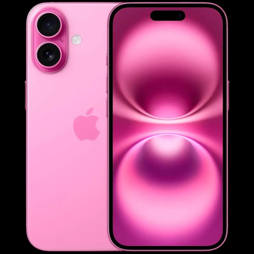 iPhone 16 5G 256 GB rosa renovado, estado excelente; pantalla OLED con isla dinámica, doble cámara trasera vertical, acabado rosa brillante y bordes curvos