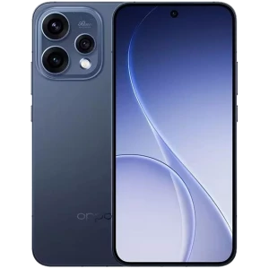 Oppo Reno15 5G Twilight Azul com tela ampla de bordas finas, câmera tripla traseira em módulo quadrado e acabamento fosco elegante
