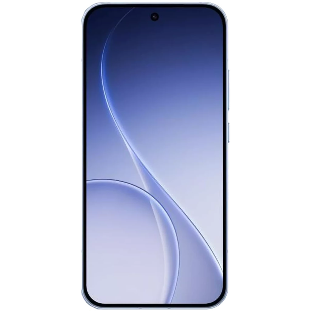Oppo Reno15 5G Twilight Azul com tela ampla de bordas finas, câmera tripla traseira em módulo quadrado e acabamento fosco elegante - Item1