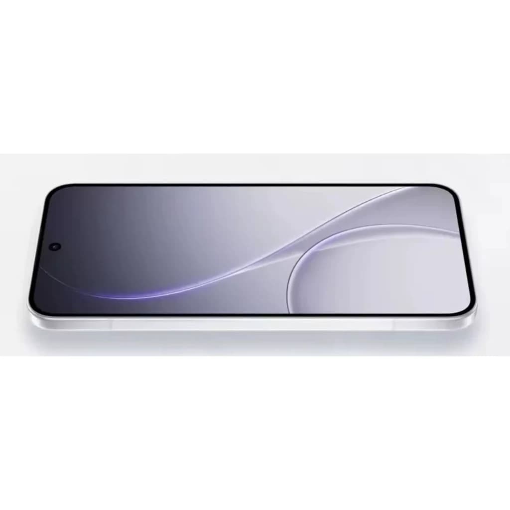 Tela do Oppo Reno15 5G em cor Twilight Azul, display amplo com bordas finas e furo central para câmera frontal, design fino e acabamento premium