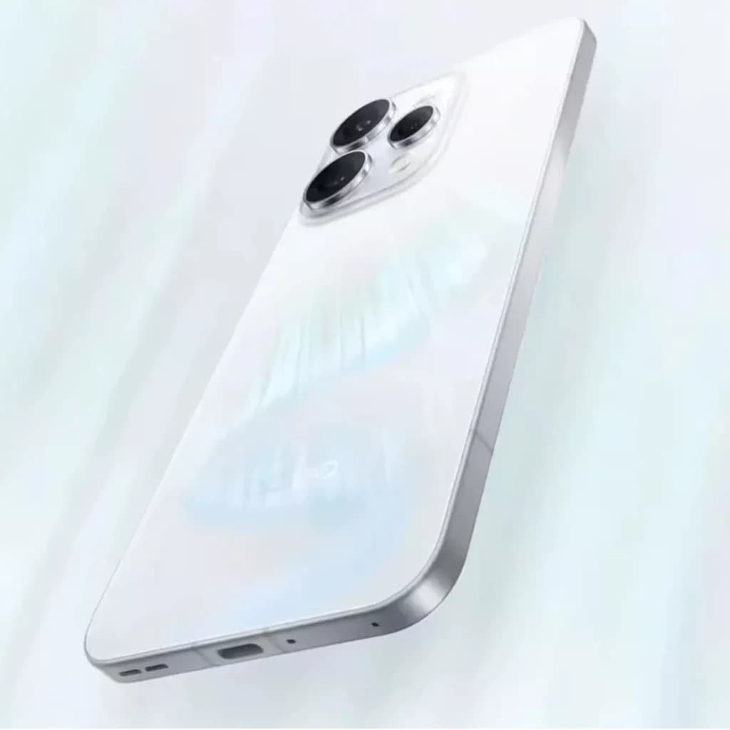 Oppo Reno15 5G em Twilight Azul com traseira brilhante, módulo de câmera dupla grande, bordas retas em alumínio e porta USB‑C na base