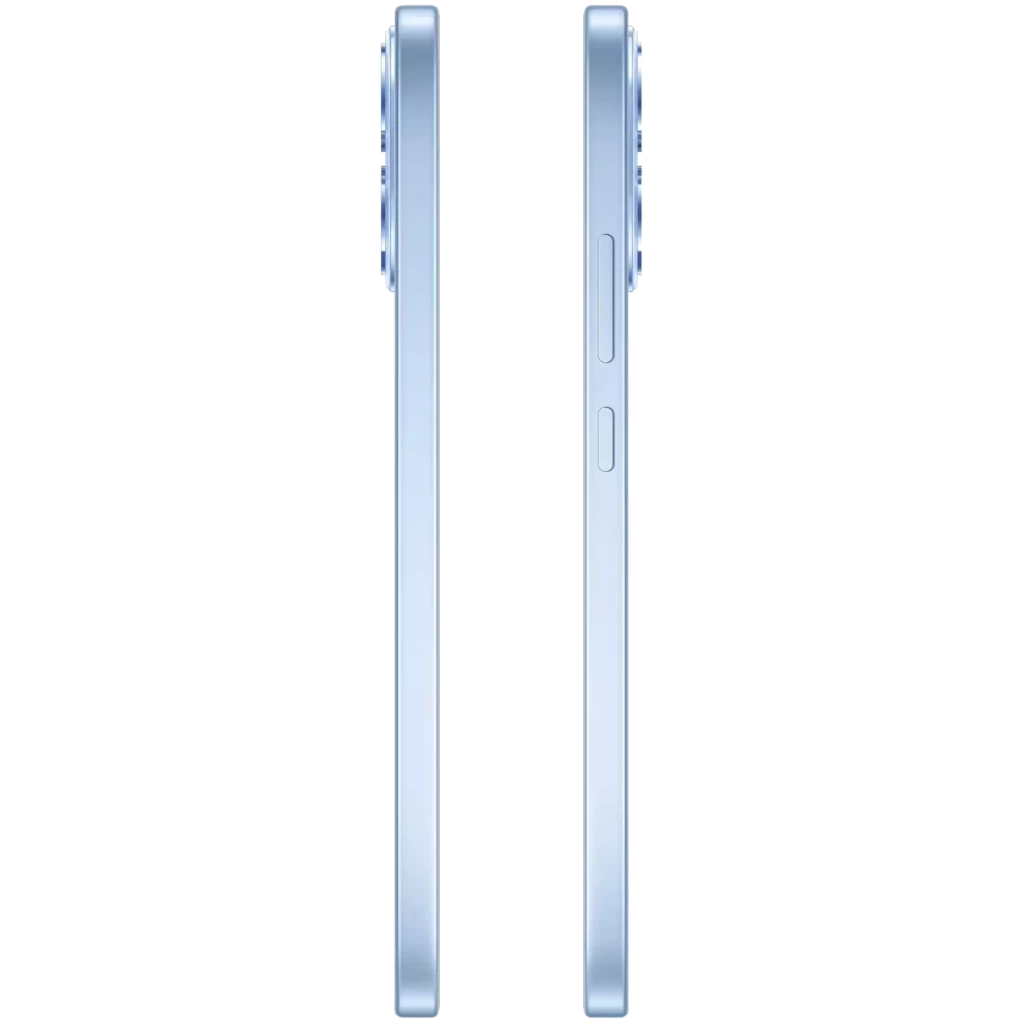 Oppo Reno15 F 5G em Aurora Azul com ecrã de 6,57 pol cheio, câmara tripla traseira com módulo quadrado e furo central no ecrã para a câmara frontal - Item7