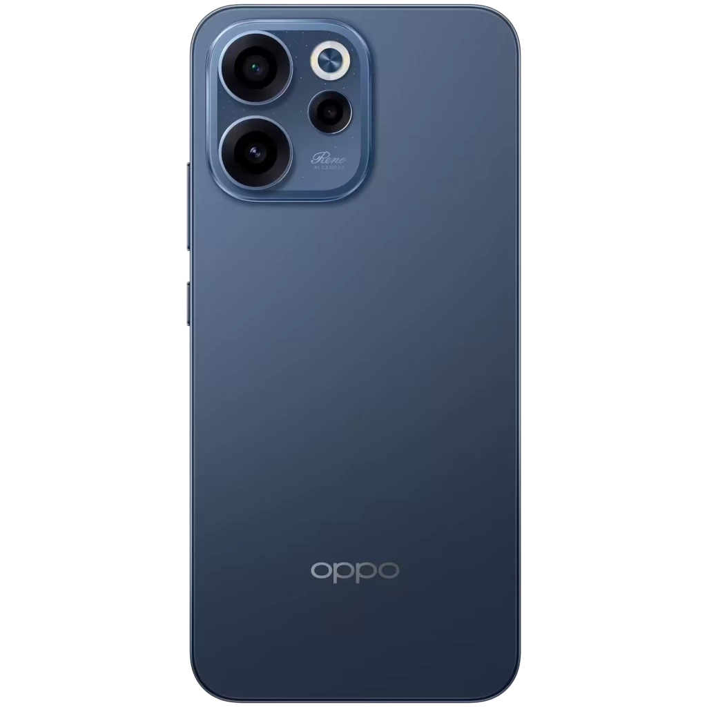 Oppo Reno15 F 5G azul Twilight com tela FullHD+, furo central, bordas finas e módulo traseiro com três câmeras grandes e flash integrado - Item2
