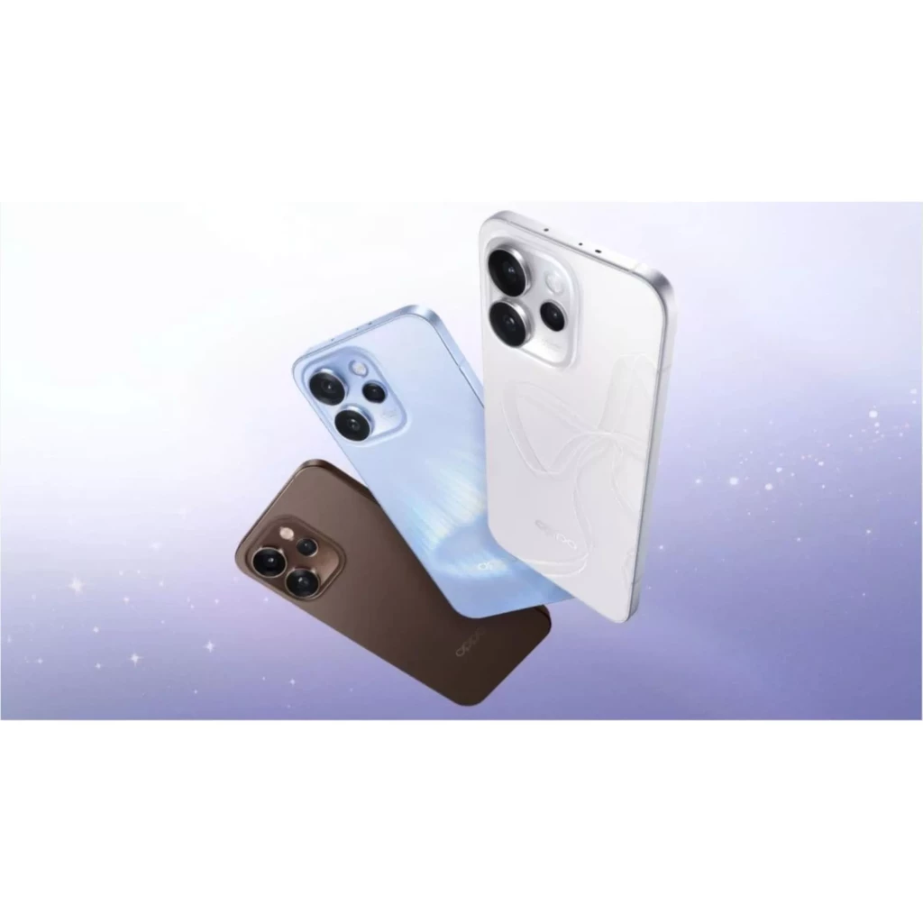 Oppo Reno15 Pro 5G azul com tela quase sem bordas e furo central, módulo traseiro triplo grande com flash, acabamento brilhante em degradê elegante - Item4