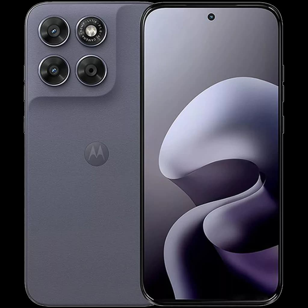 Motorola Moto G67 5G cinza Artic Seal com ecrã Extreme OLED quase sem bordas, furo central para câmara frontal e módulo traseiro triplo destacado