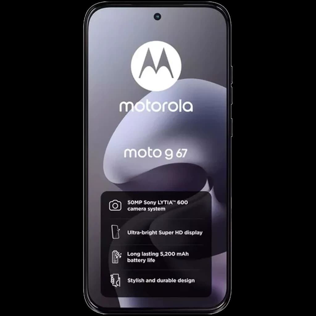 Smartphone Motorola Moto G67 5G em Artic Seal com ecrã Extreme OLED, furo central para câmara frontal, molduras finas e design elegante e resistente