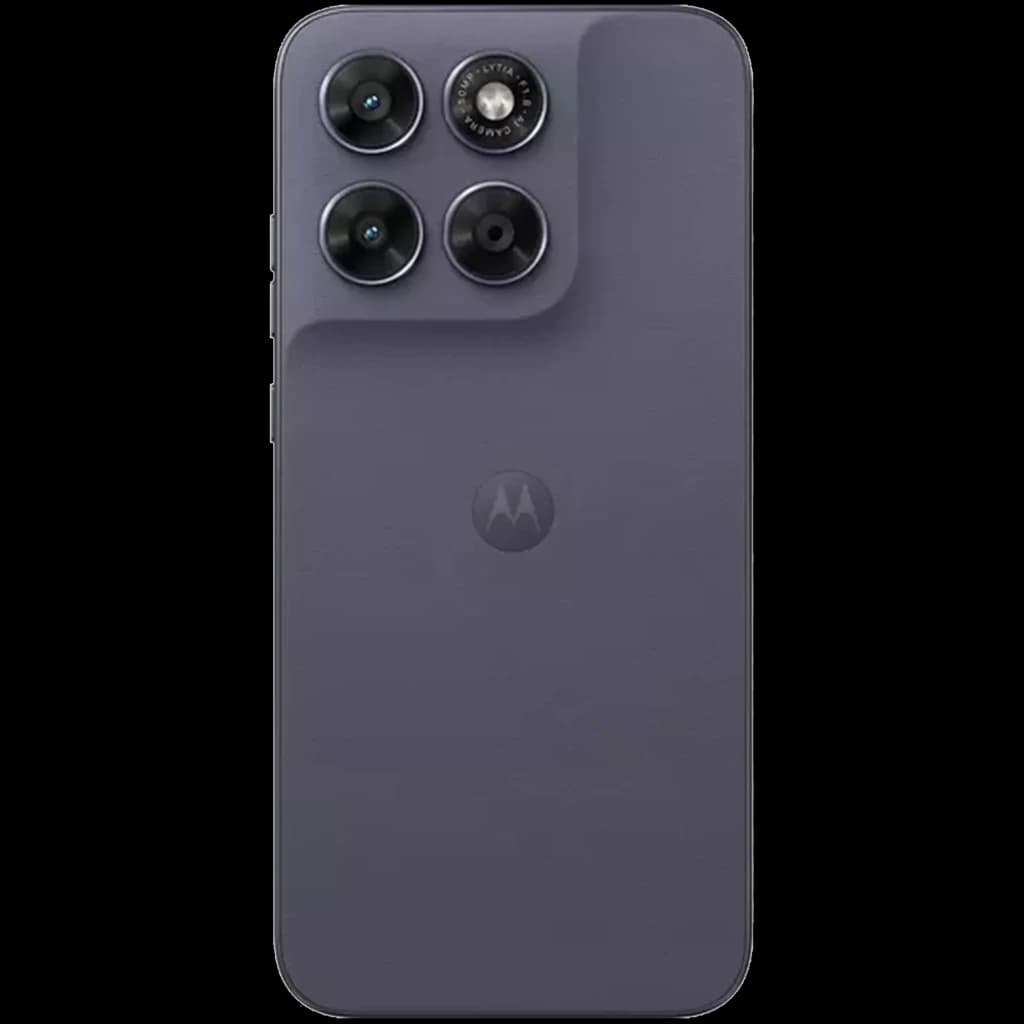 Traseira do Motorola Moto G67 5G em Artic Seal, módulo elevado com três câmaras e flash, acabamento fosco, logótipo central discreto