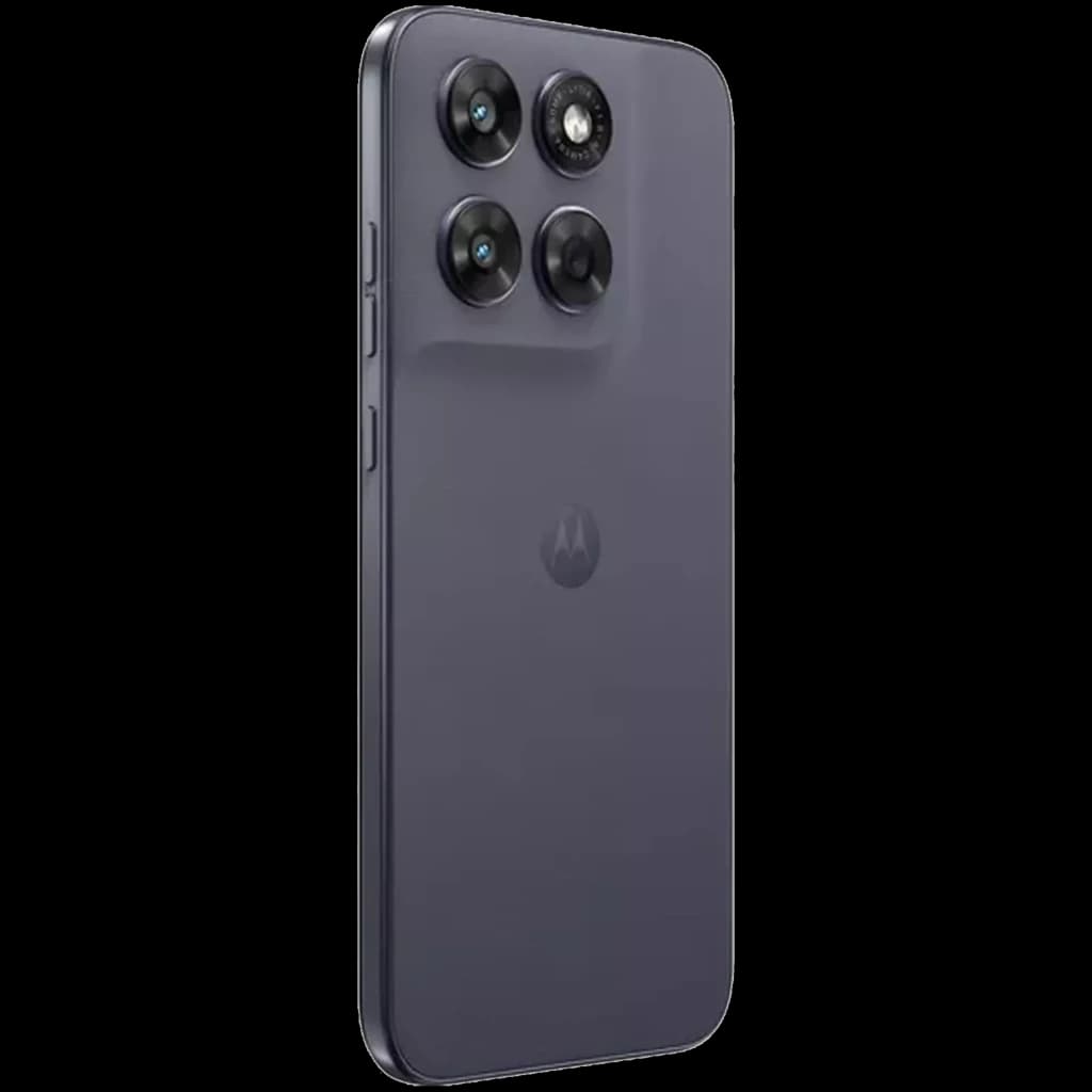 Motorola Moto G67 5G cor Artic Seal com traseira cinza fosca, módulo quadrado com câmara dupla 50 MP e flash, laterais metálicas finas e logo central