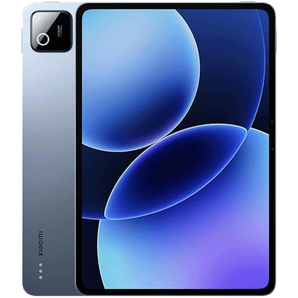 Xiaomi Pad 8 Pro azul com tela grande 3,2K de bordas finas, câmera traseira destacada no canto, corpo metálico elegante e acabamento premium - Item