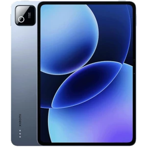 Xiaomi Pad 8 Pro azul com tela grande 3,2K de bordas finas, câmera traseira destacada no canto, corpo metálico elegante e acabamento premium