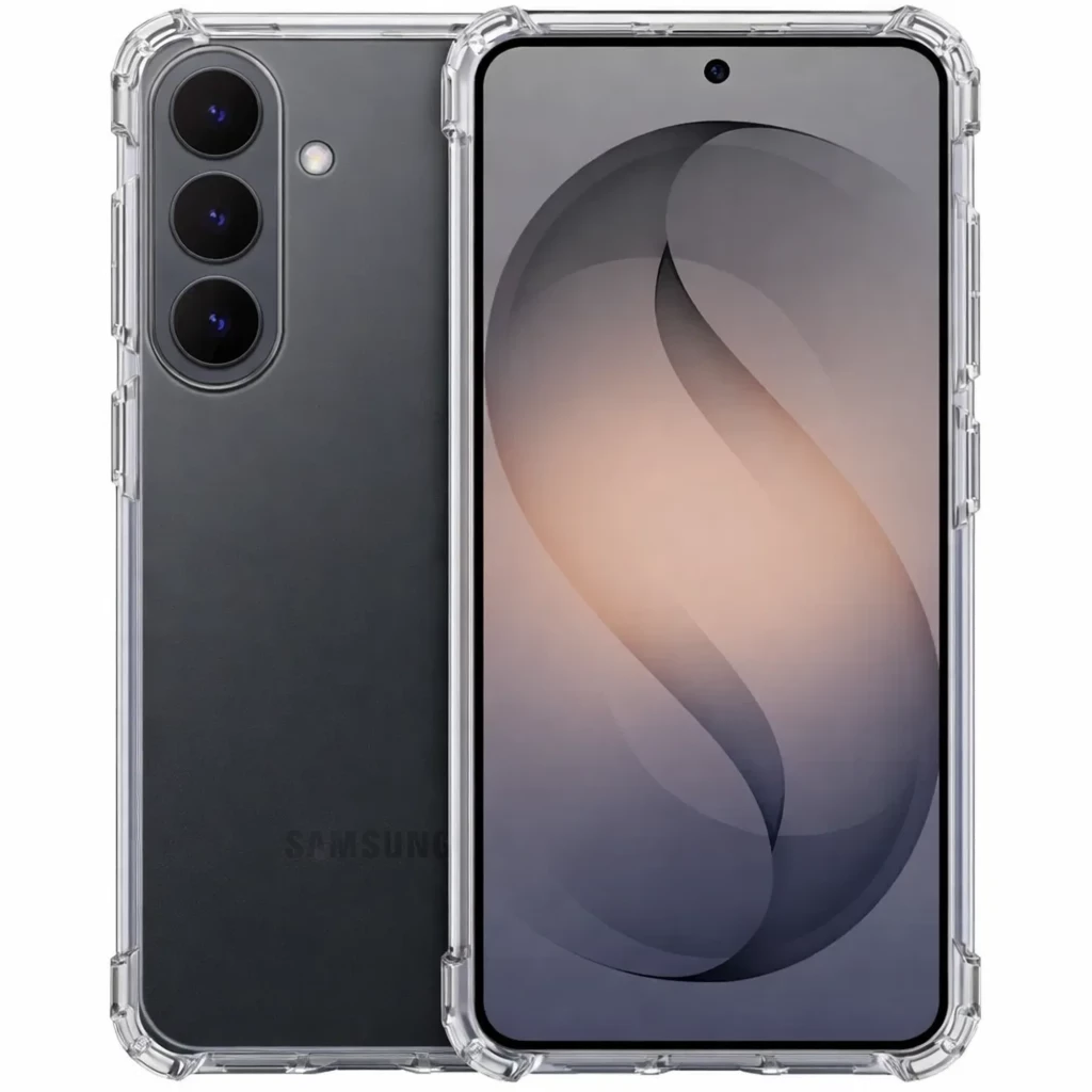 Capa de silicone transparente reforçada para Samsung Galaxy S26+ 5G, cantos com proteção extra, recortes precisos, destaca o design do aparelho - Item