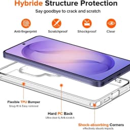 Capa de silicone Reinforced Samsung Galaxy S26 Ultra 5G transparente, antiarranhões, antidigital, amortecimento nas quinas, traseira rígida PC e bordas TPU