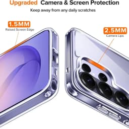 Capa de silicone Reinforced Samsung Galaxy S26 Ultra 5G transparente com bordas elevadas 1,5 mm e anel de câmera 2,5 mm para proteção contra arranhões