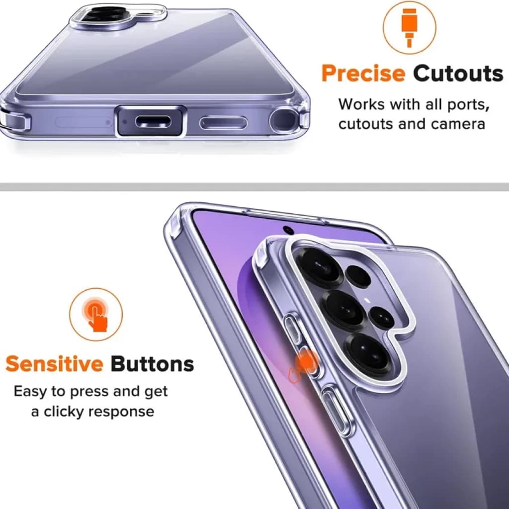 Capa de silicone Reinforced Samsung Galaxy S26 Ultra 5G transparente, recortes precisos, botões sensíveis, bordas reforçadas e proteção para câmera