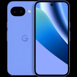 Google Pixel 10a lavanda con pantalla completa y perforación central, doble cámara trasera horizontal con flash, logo G posterior y bordes curvos