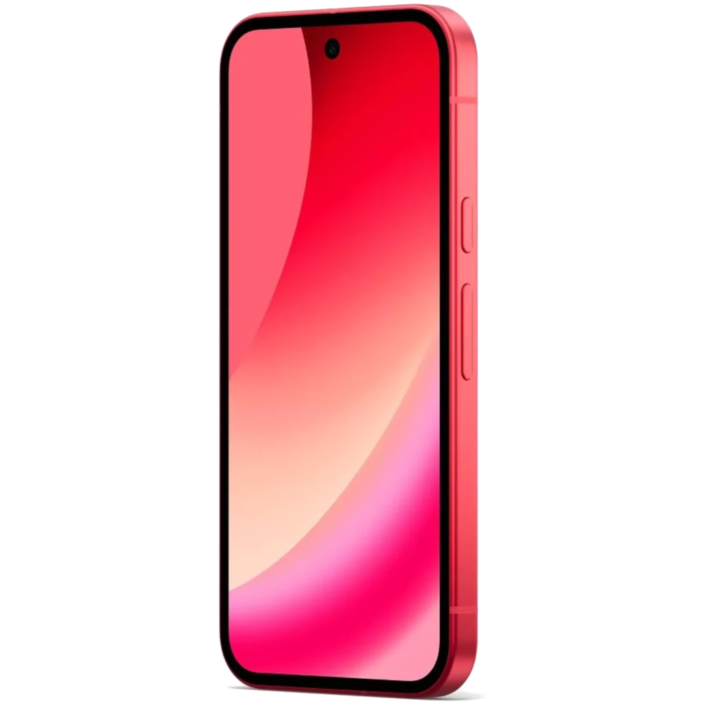 Google Pixel 10a baie corail, écran bord à bord avec poinçon central, dos mat avec logo G, double caméra horizontale et flash, bords arrondis élégants - Ítem1
