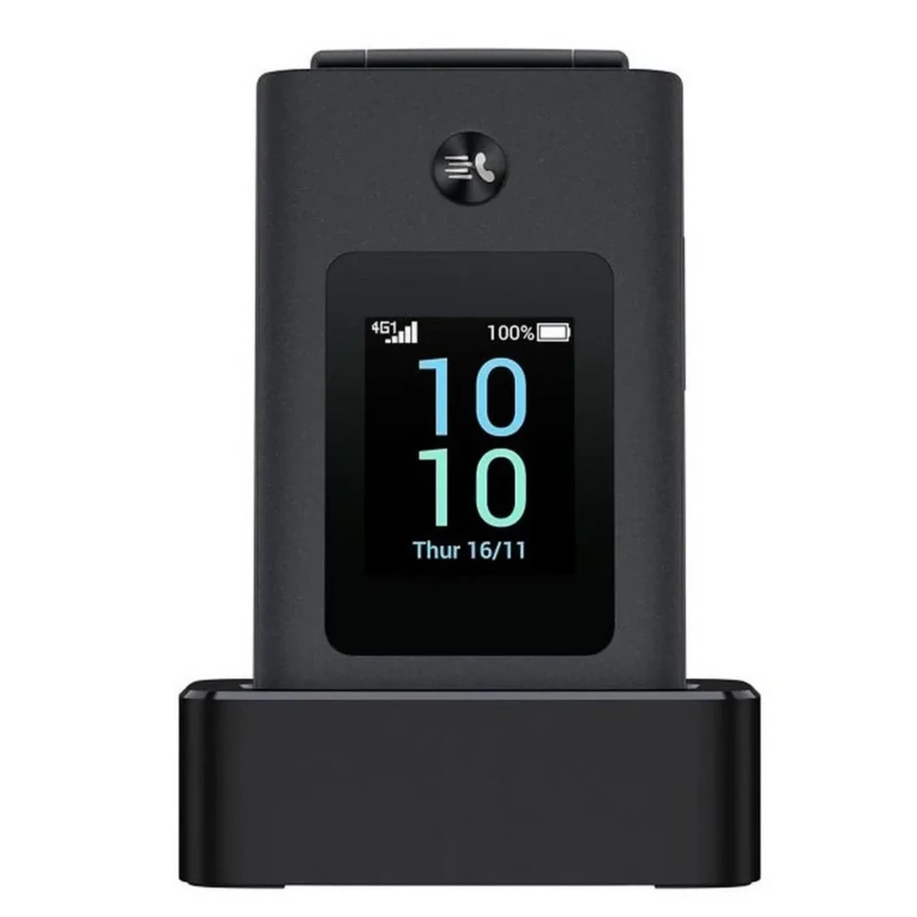 TCL Onetouch 4043D 4G Eco Design con tapa, pantalla a color, teclado grande con botones dedicados, base de carga con display auxiliar y diseño compacto - Ítem1