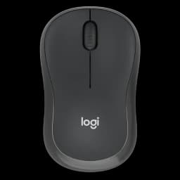 Rato sem fios Logitech M240 cor grafite, design compacto simétrico, roda de deslocamento central e acabamento mate com logótipo logi