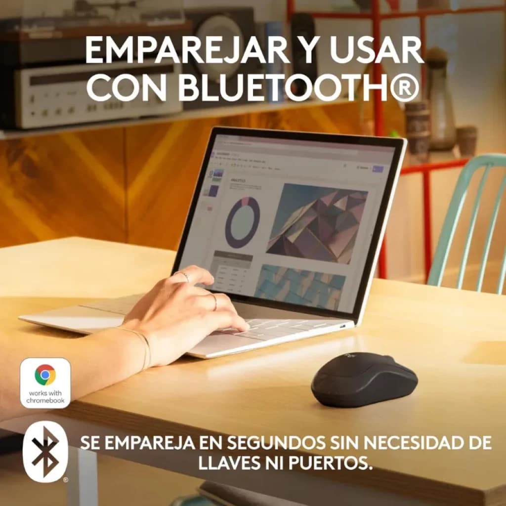 Logitech M240 Grafito, rato sem fios compacto com acabamento mate, roda de deslocamento e ligação Bluetooth