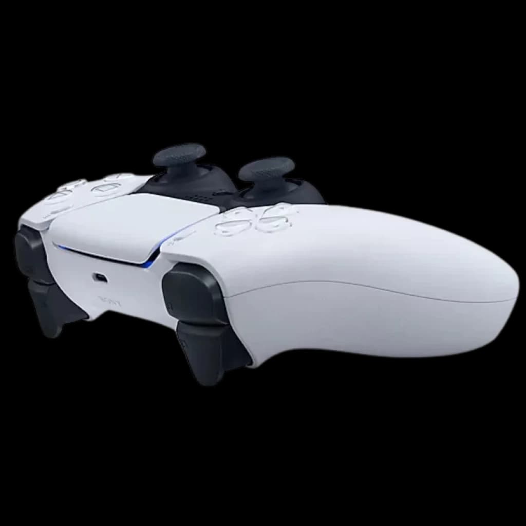 Manette sans fil Sony DualSense V3 blanche pour PS5 PC MAC et téléphone portable avec coque blanche, sticks noirs, gâchettes ergonomiques et liseré LED bleu