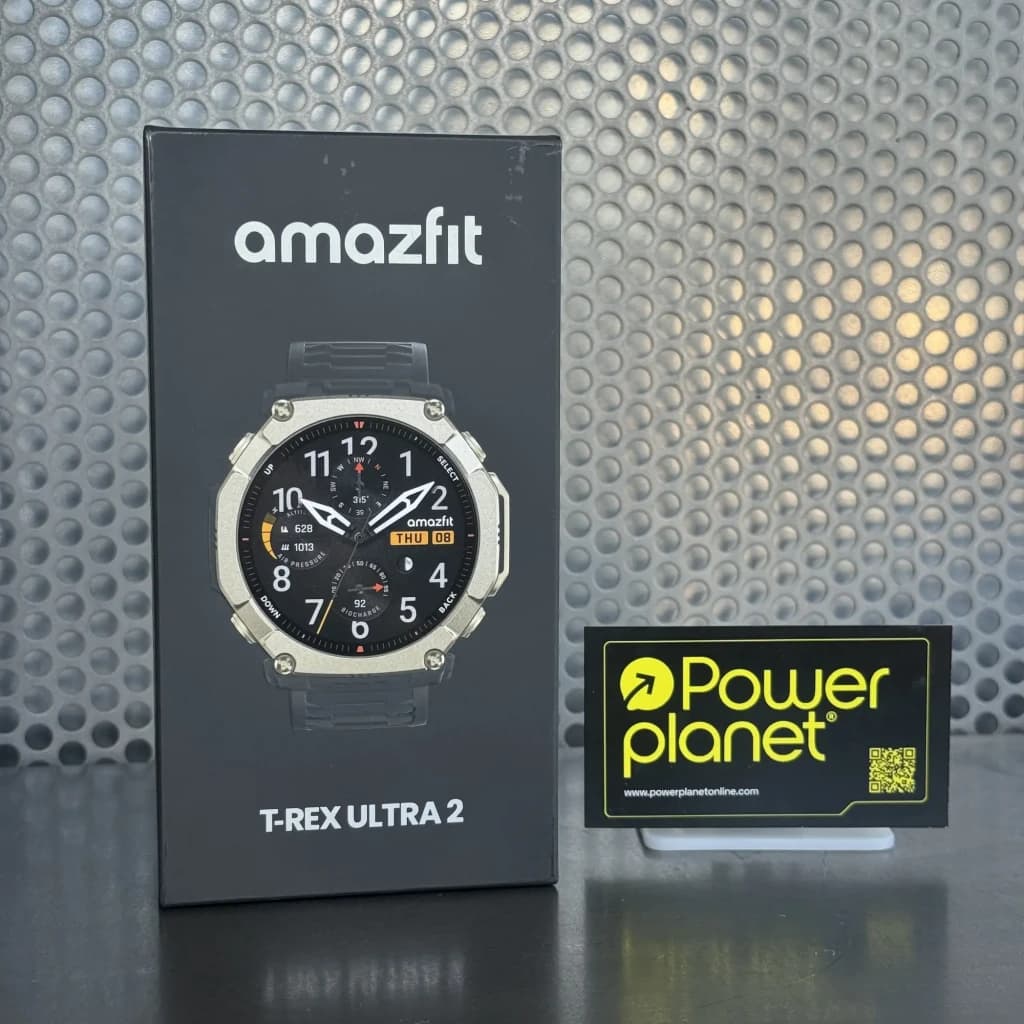 Amazfit T-Rex Ultra 2 Magma Preto com ecrã AMOLED 1,5, moldura robusta metálica, botões laterais, bracelete preta, WiFi e GPS integrados