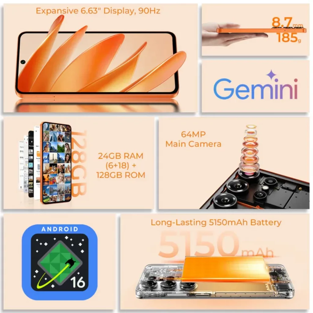 Oukitel C26 128 Go Orange 4G LTE Dual SIM 4 Go de RAM Wi-Fi dual SIM - Ítem3