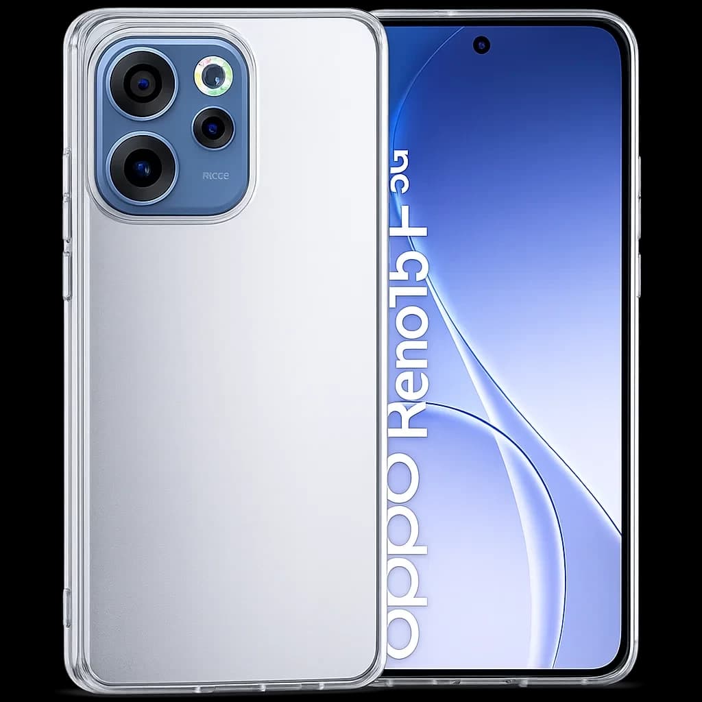 Capa de silicone transparente reforçada para Oppo Reno15 F 5G Reno 15 FS com bordas elevadas, proteção das câmeras, recortes precisos e acabamento