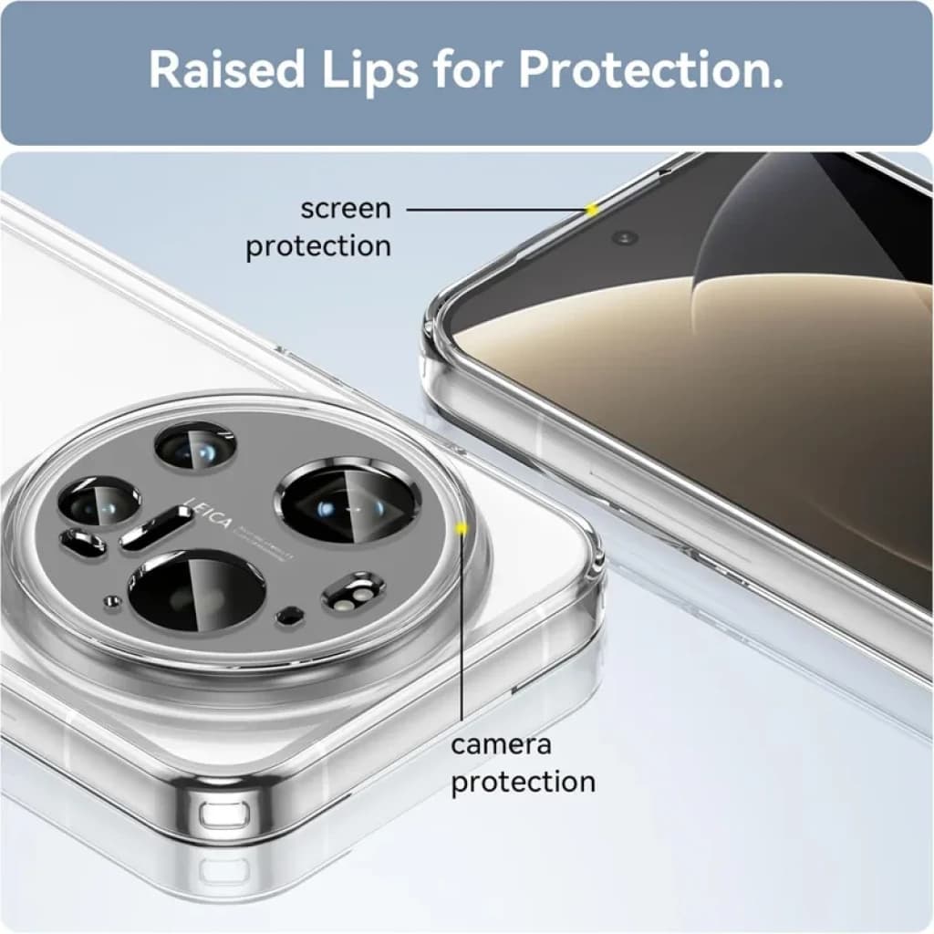 Funda de silicona Reinforced Xiaomi 17 Ultra transparente con bordes elevados, protección de pantalla y cámara, refuerzos en esquinas y ajuste preciso