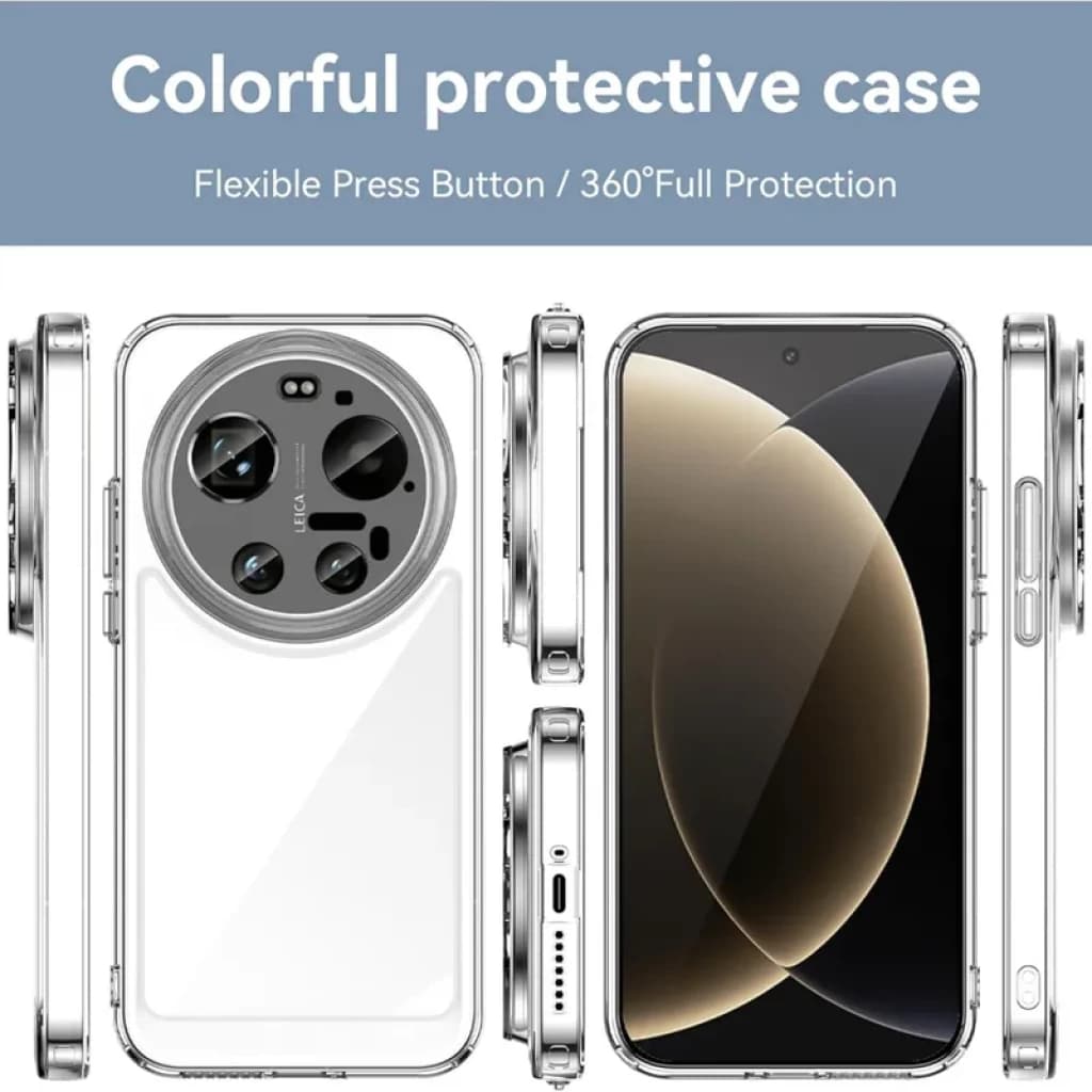 Funda de silicona Reinforced Xiaomi 17 Ultra transparente con bordes reforzados, protección 360, botones flexibles y recorte preciso para cámara circular