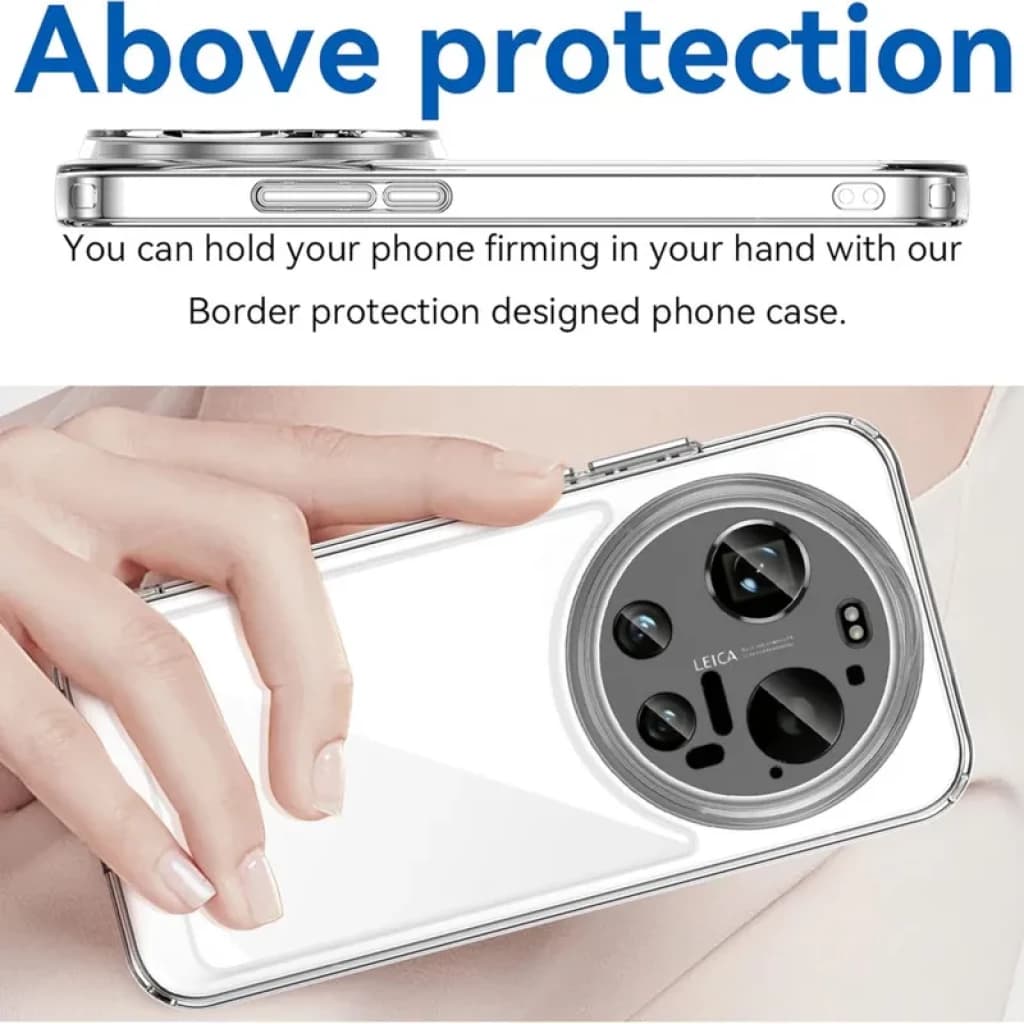 Funda de silicona Reinforced Xiaomi 17 Ultra transparente con bordes reforzados, protección perimetral y recorte preciso para módulo de cámara grande