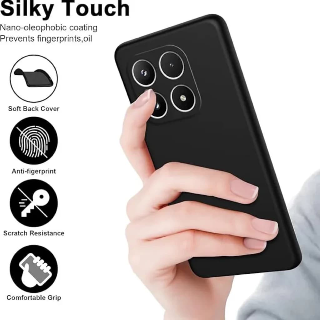 Coque Xiaomi 17 Square Liquid Premium Noir, finition mate soyeuse, revêtement oléophobe, antitraces, résistante aux rayures, prise en main sûre
