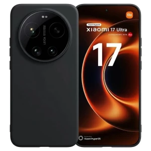 Coque Xiaomi 17 Ultra Square Liquid Premium Noir: étui noir mat, bords carrés, texture liquide antidérapante, découpe précise pour triple caméra Leica