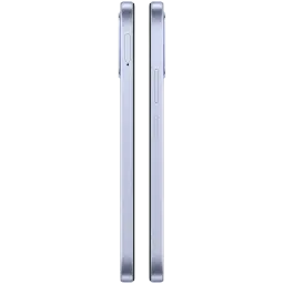 OPPO A6k bleu, tranche latérale fine en aluminium, bords plats, boutons volume et alimentation visibles, module photo arrière proéminent, design épuré