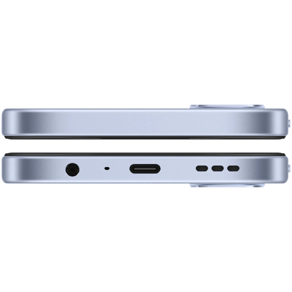 OPPO A6k azul com tela ampla de bordas finas, câmera dupla traseira saliente e acabamento geométrico brilhante; frontal com furo central para câmera - Item7