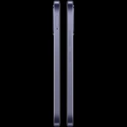 Profil latéral du OPPO A6k noir, châssis fin à bords plats, double module latéral pour boutons volume et alimentation, finition mate élégante